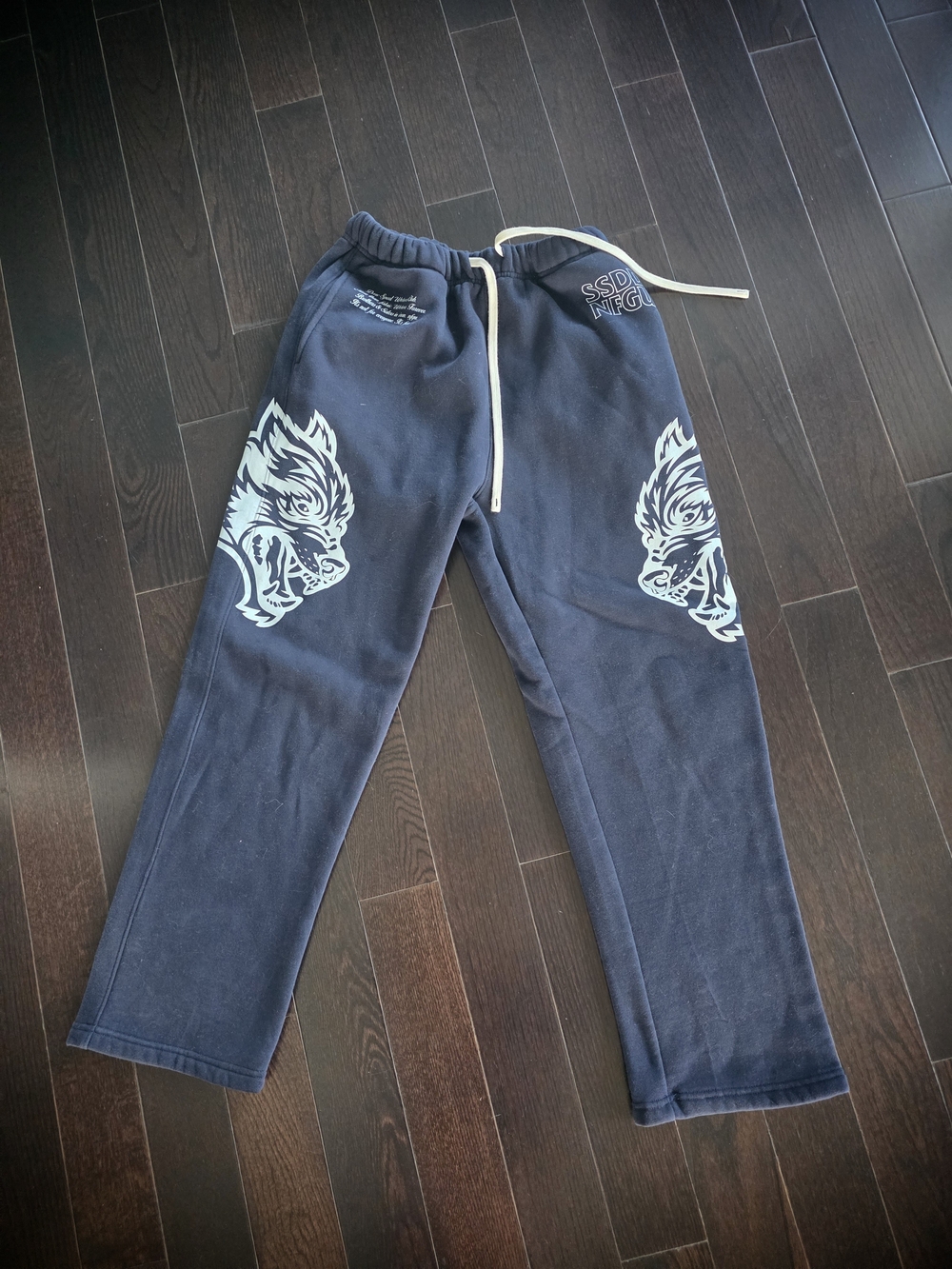 Darc Sport Navy Joggers with White Wolf Graphics